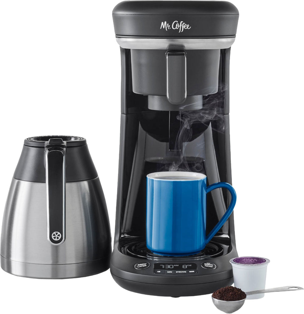 Mr. Coffee - Space-Saving Combo 10-Cup Coffee Maker and Pod Single Serve Brewer - Stainless-Steel/Black_1