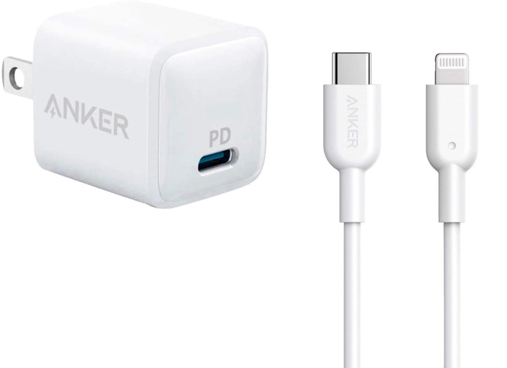 Anker - PowerPort PD Nano 20W USB-C Wall Charger with 6-ft USB-C to Lightning Cable - White_0