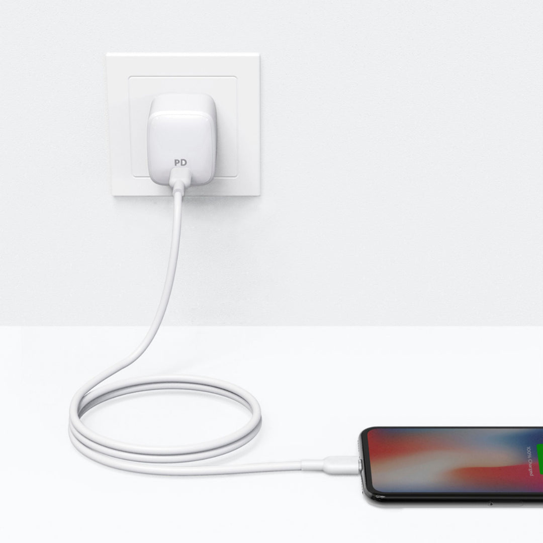 Anker - PowerPort PD Nano 20W USB-C Wall Charger with 6-ft USB-C to Lightning Cable - White_6