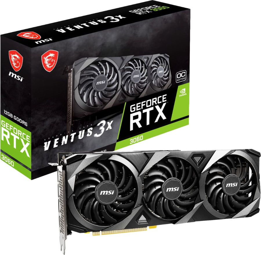 MSI - NVIDIA GeForce RTX 3060 Ventus 3X 12G OC - 12GB GDDR6 - PCI Express 4.0 - Graphics Card - Black_0