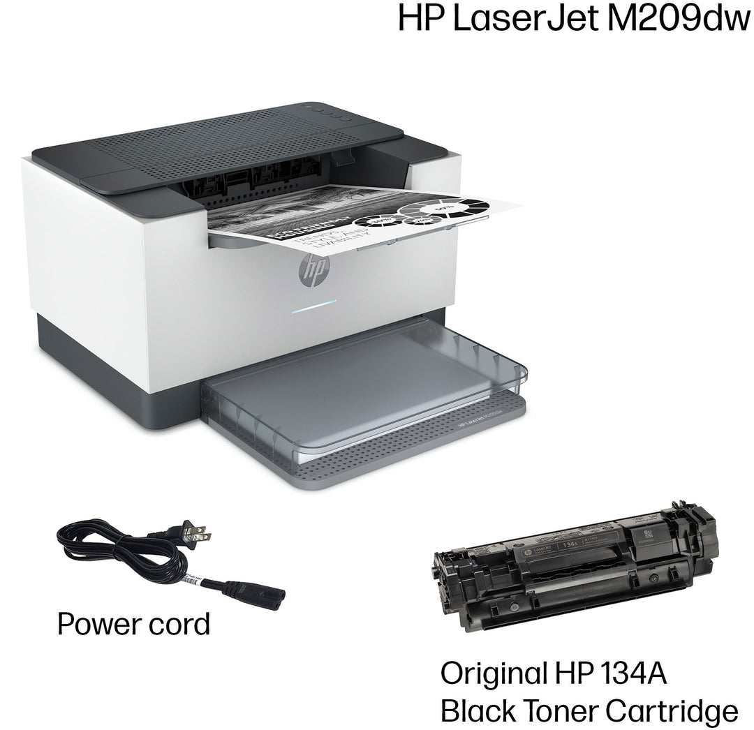 HP - LaserJet M209dw Wireless Black-and-White Laser Printer - White & Slate_5