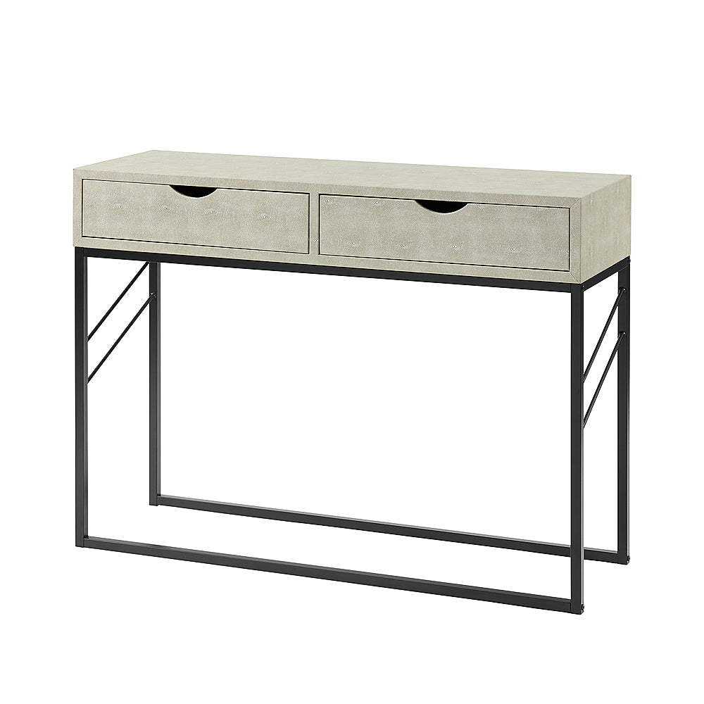 Walker Edison - 42” Modern Faux Shagreen and Metal Entry Table - Off White_1