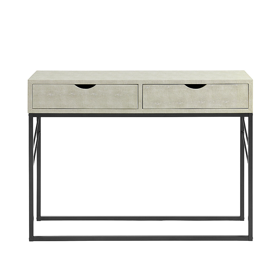 Walker Edison - 42” Modern Faux Shagreen and Metal Entry Table - Off White_0