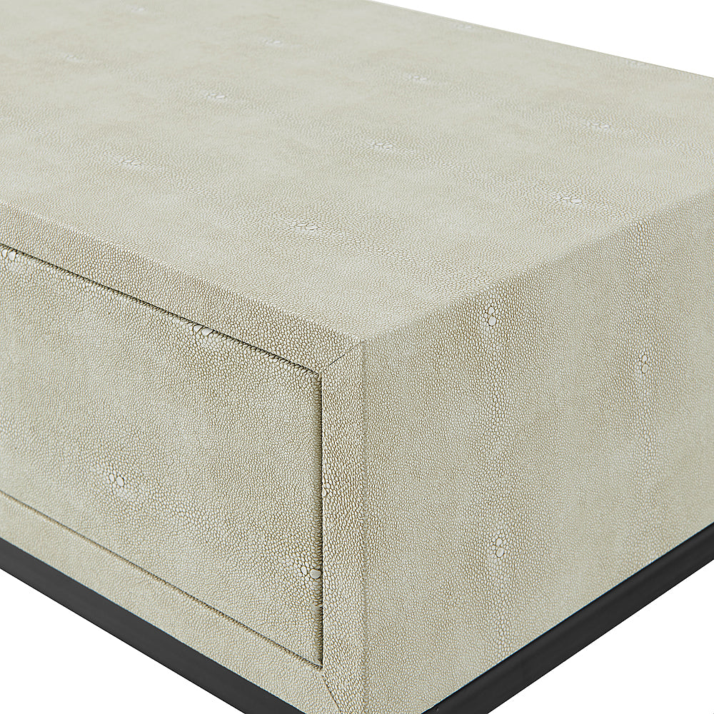 Walker Edison - 42” Modern Faux Shagreen and Metal Entry Table - Off White_6