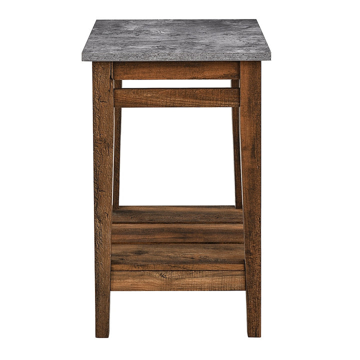 Walker Edison - 18" Rustic Trim Side Table - Dark Concrete/Reclaimed Barnwood_0