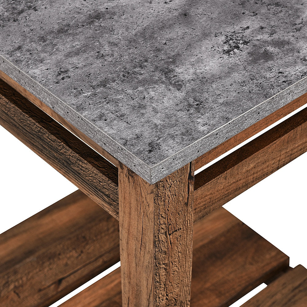 Walker Edison - 18" Rustic Trim Side Table - Dark Concrete/Reclaimed Barnwood_6