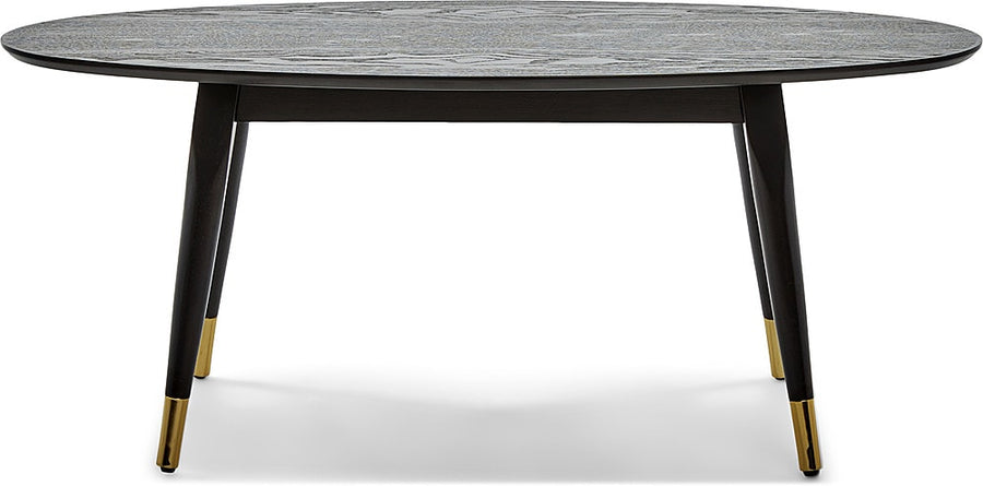 Elle Decor - Clemintine Mid-Century Oval Coffee Table with Brass Accents - Black_0