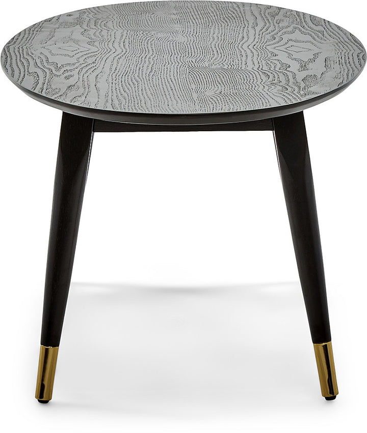 Elle Decor - Clemintine Mid-Century Oval Coffee Table with Brass Accents - Black_6