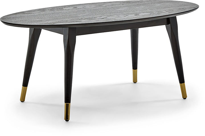Elle Decor - Clemintine Mid-Century Oval Coffee Table with Brass Accents - Black_2