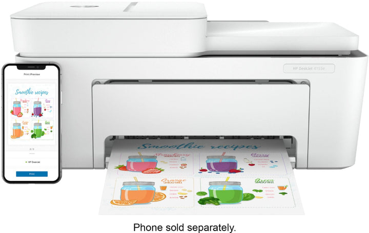 HP - DeskJet 4155e Wireless All-In-One Inkjet Printer with 6 months of Instant Ink Included with HP+ - White_3