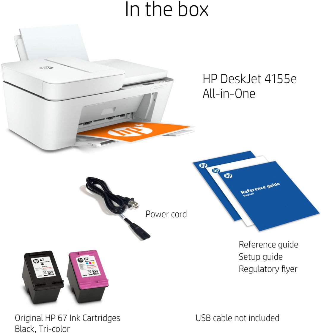 HP - DeskJet 4155e Wireless All-In-One Inkjet Printer with 6 months of Instant Ink Included with HP+ - White_2