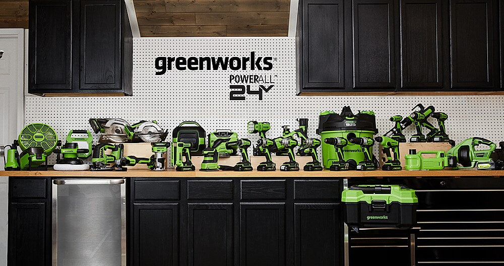Greenworks - 24-Volt Cordless Brushless 1/2 in. Drill/Driver (2 x 1.5Ah USB Batteries, Charger and Bag)_1