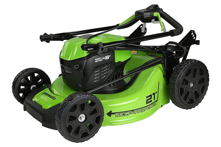Greenworks - 21" 48-Volt (24V x 2) Self Propelled Cordless Walk Behind Lawn Mower (2 x 5.0Ah Batteries and Charger Included) - Green_1