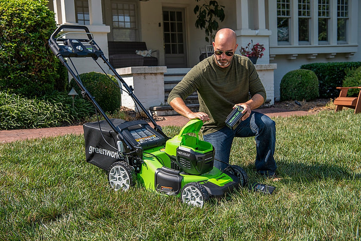 Greenworks - 21" 48-Volt (24V x 2) Self Propelled Cordless Walk Behind Lawn Mower (2 x 5.0Ah Batteries and Charger Included) - Green_12