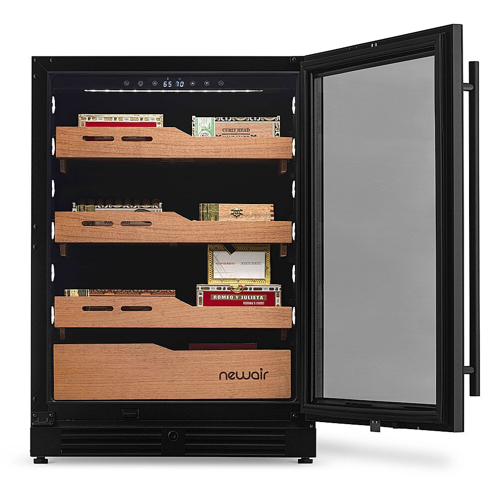 NewAir - 840 Count Electric Cigar Humidor Wineador with Opti-Temp™ Heating & Cooling Function and Peek-In™ Spanish Cedar Drawers - Black_9