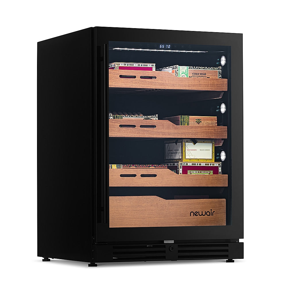 NewAir - 840 Count Electric Cigar Humidor Wineador with Opti-Temp™ Heating & Cooling Function and Peek-In™ Spanish Cedar Drawers - Black_8