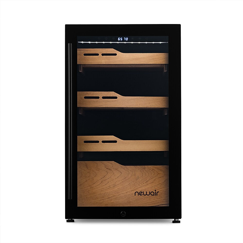 NewAir - 840 Count Electric Cigar Humidor Wineador with Opti-Temp™ Heating & Cooling Function and Peek-In™ Spanish Cedar Drawers - Black_6