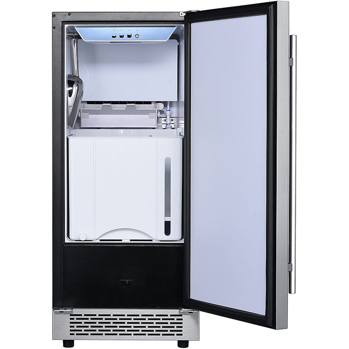 Hanover - Library Series 15" 32-Lb. Freestanding Icemaker with Reverible Door and Touch Controls - Silver_2