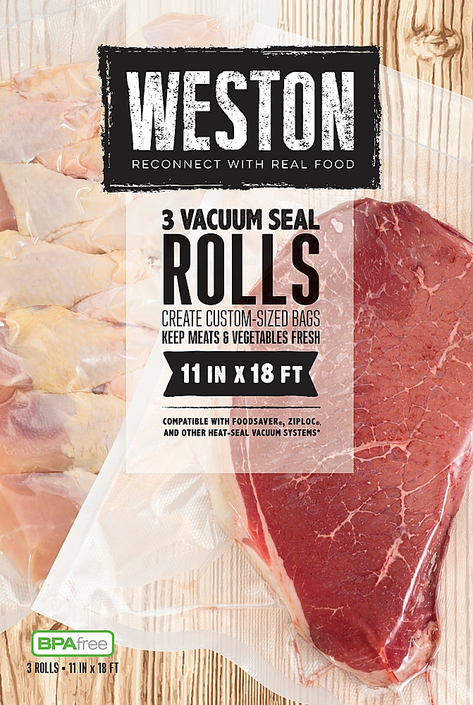 Weston - Vac Sealer Bags, 11" x 18' Roll 3-Pack (total 11" x 54') - N/A_1