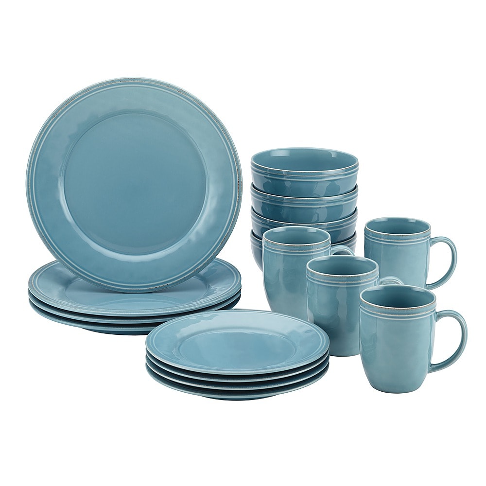 Rachael Ray - Cucina 16-Piece Ceramic Dinnerware Set - Agave Blue_3