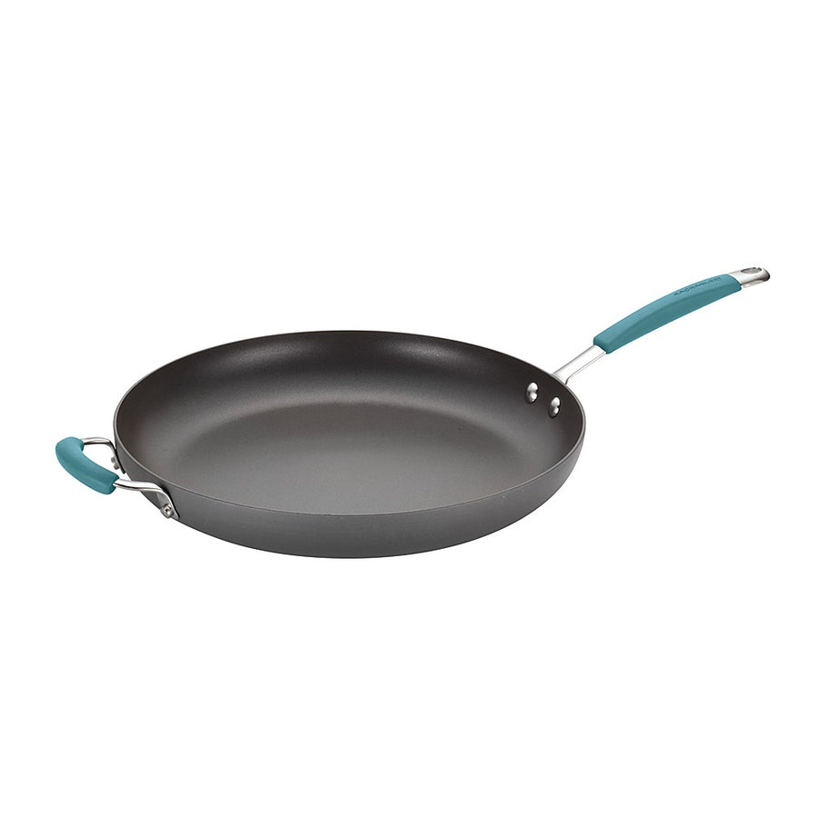 Rachael Ray - Cucina 14-Inch Skillet with Helper Handle - Gray with Blue Handles_0