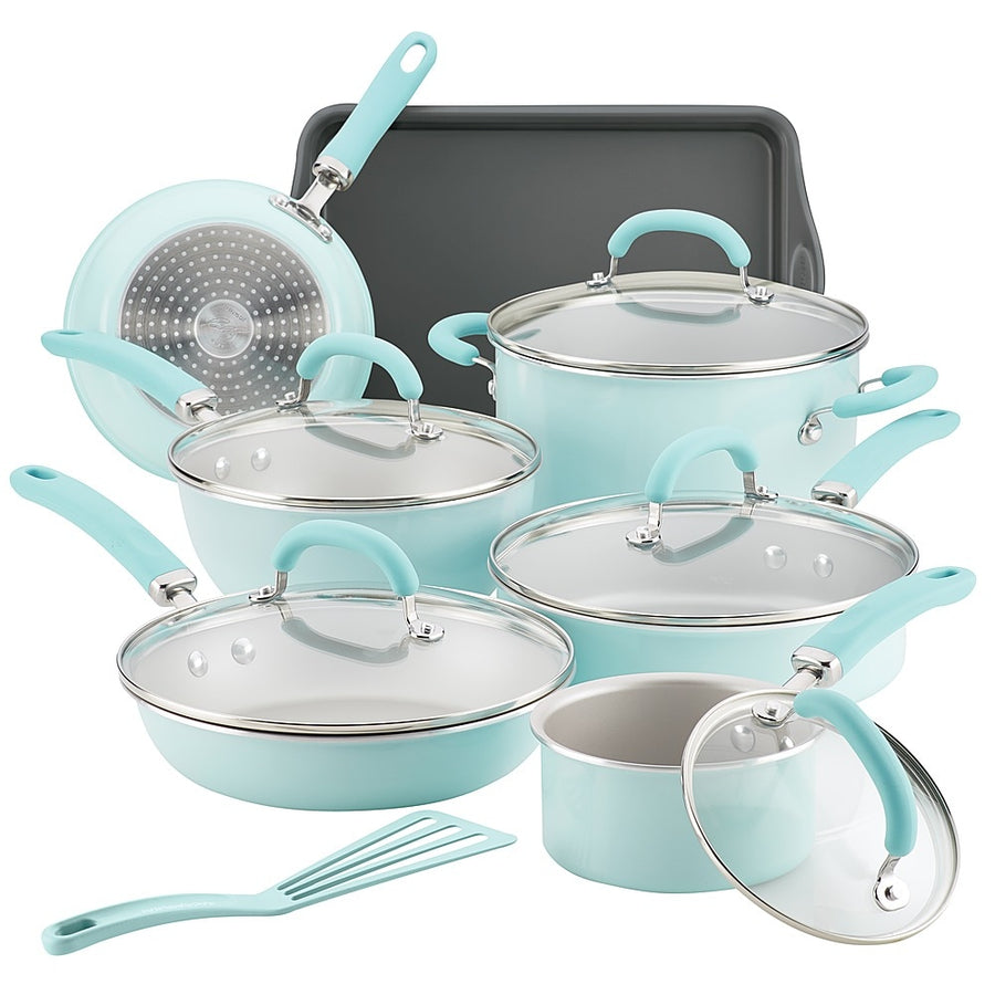 Rachael Ray - Create Delicious 13-Piece Cookware Set - Light Blue Shimmer_0