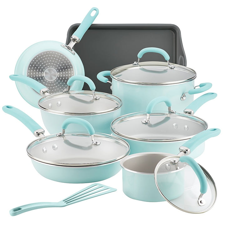 Rachael Ray - Create Delicious 13-Piece Cookware Set - Light Blue Shimmer_3