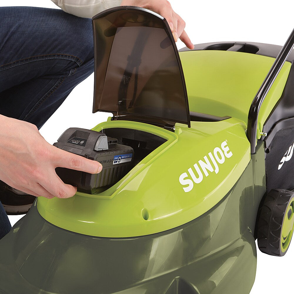 Sun Joe - MJ24C-14-XR 24-Volt iON+ Cordless Brushless Lawn Mower Kit | 14-Inch | W/ 5.0-Ah Battery and Charger - Green_1