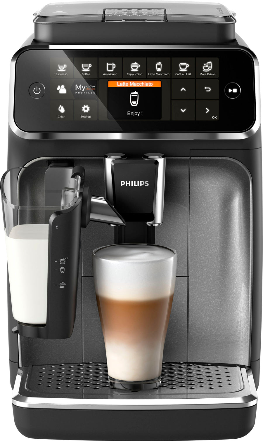 Philips 4300 Series Fully Automatic Espresso Machine with LatteGo Milk Frother, 8 Coffee Varieties - Black_0