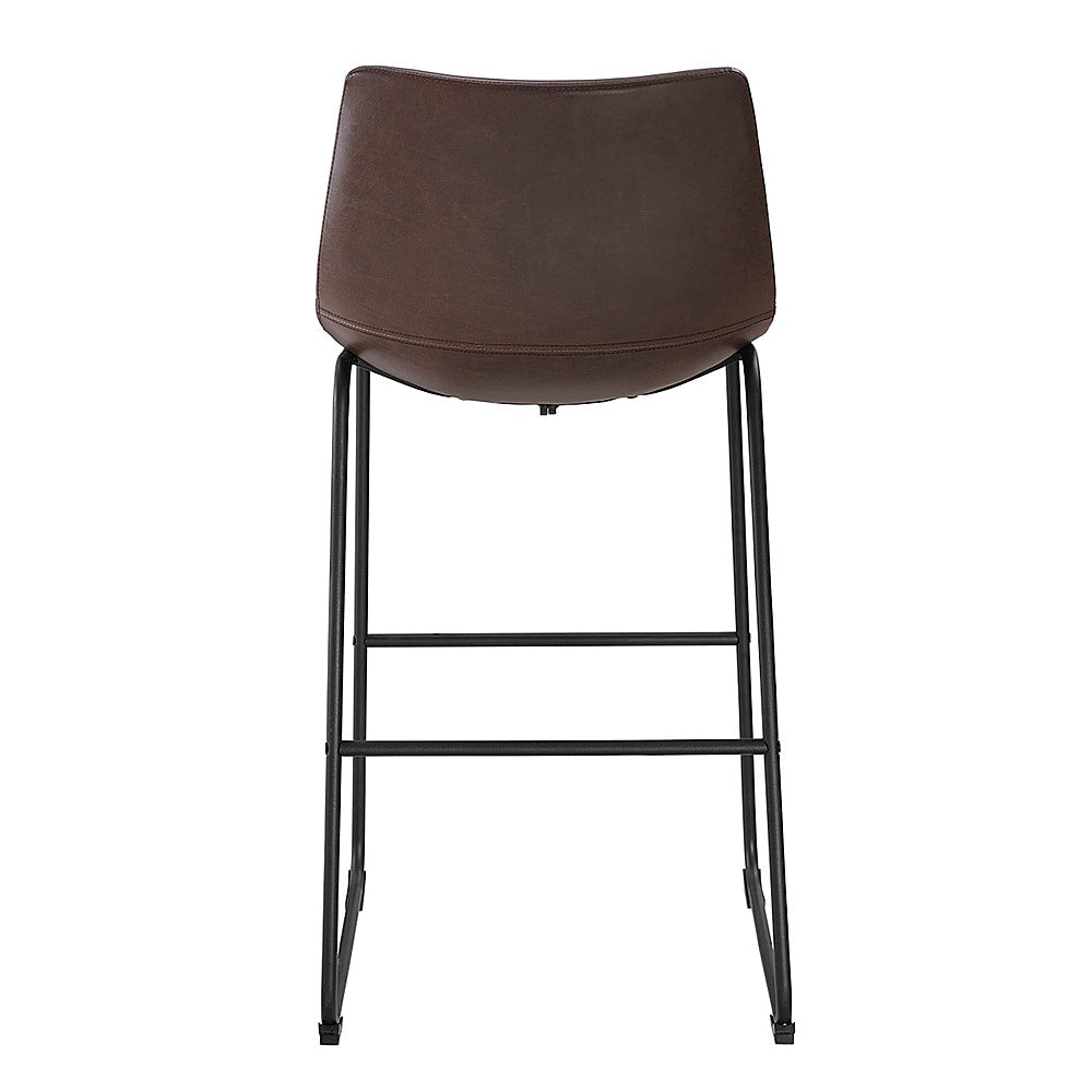 Walker Edison - 30" Industrial Faux Leather Barstools, Set of 2 - Brown_2