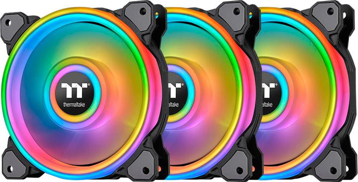 Thermaltake - Riing Quad 120mm 16.8 Million RGB Color 4 Light Rings 54 Addressable LED 9 Blades Hydraulic Bearing Case Fan - Black_0