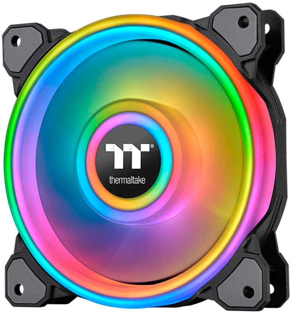 Thermaltake - Riing Quad 120mm 16.8 Million RGB Color 4 Light Rings 54 Addressable LED 9 Blades Hydraulic Bearing Case Fan - Black_4