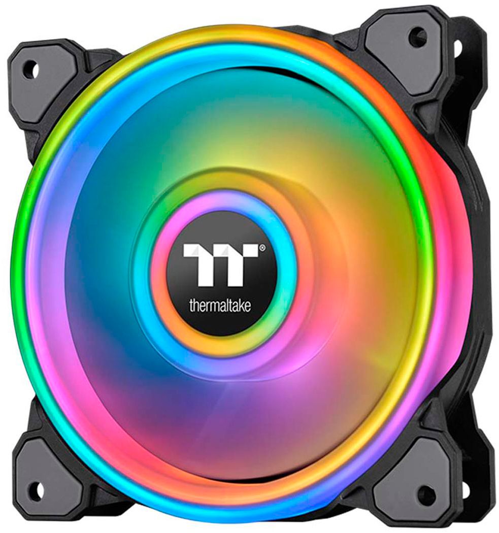 Thermaltake - Riing Quad 140mm 16.8 Million RGB Color 4 Light Rings 54 Addressable LED 9 Blades Hydraulic Bearing Case Fan - Black_4