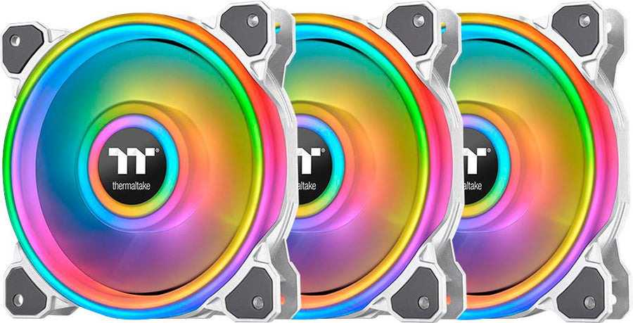 Thermaltake - Riing Quad 120mm 16.8M RGB Color 4 Light Rings 54 Addressable LED 9 Blades Hydraulic Bearing White Case Fan - White_0