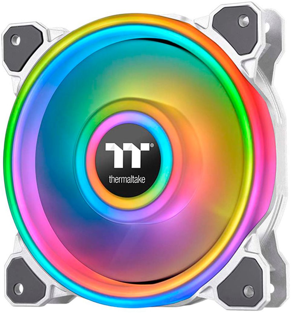 Thermaltake - Riing Quad 120mm 16.8M RGB Color 4 Light Rings 54 Addressable LED 9 Blades Hydraulic Bearing White Case Fan - White_5
