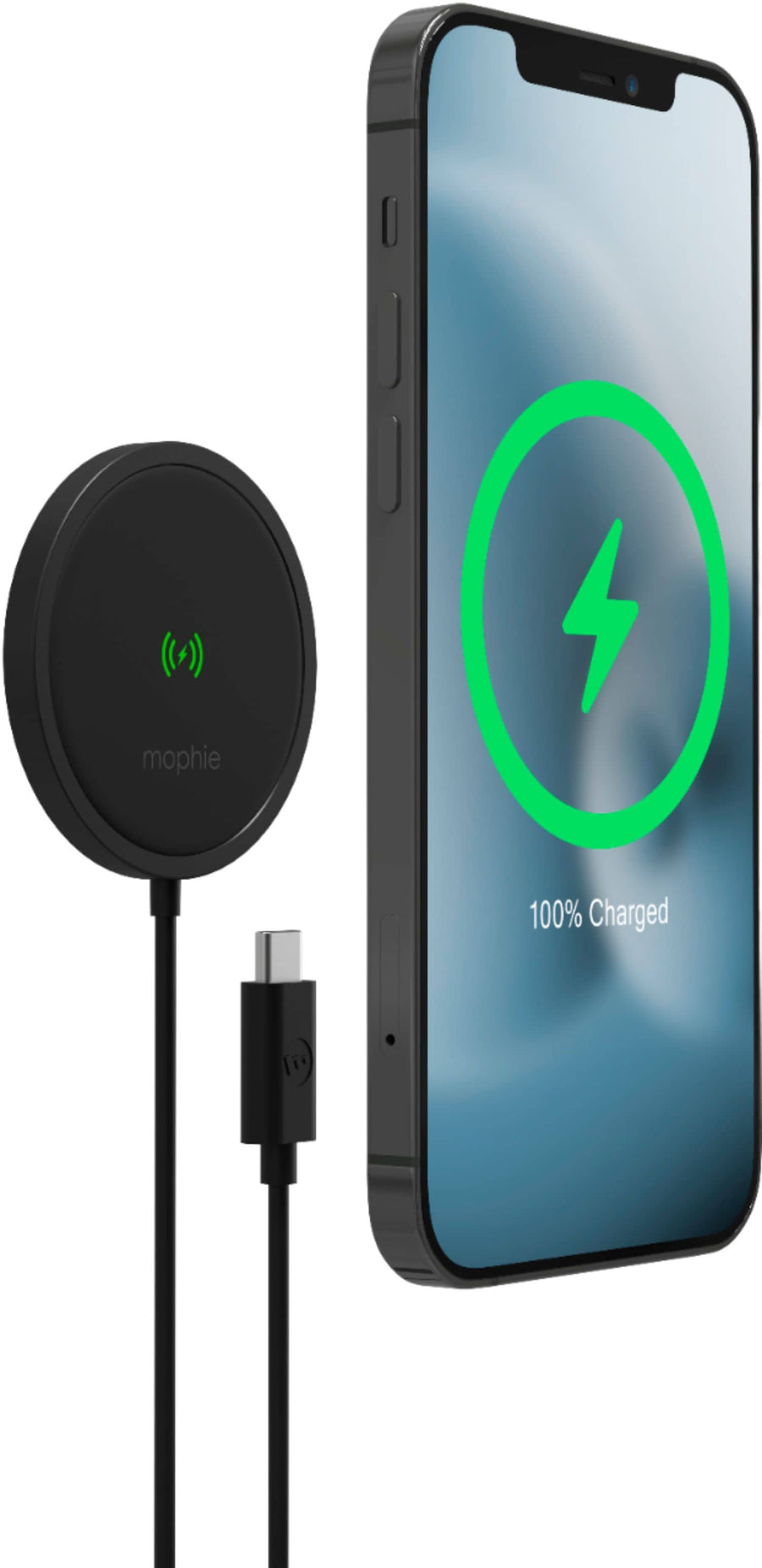 mophie - Snap+ 15W Fast Charge Wireless Charger with MagSafe Compatibility - Black_0