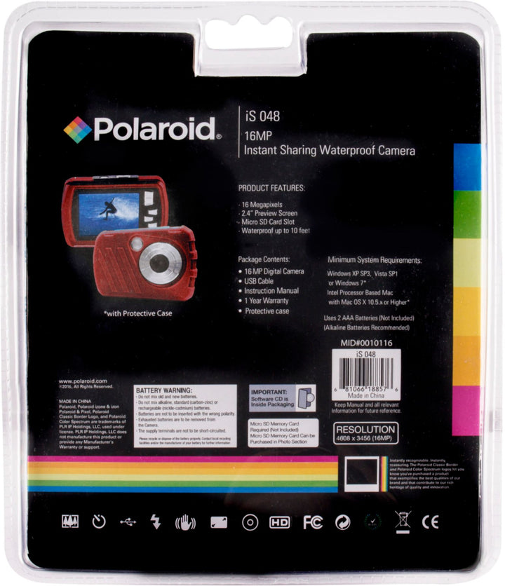 Polaroid - 16MP Waterproof Digital Camera - Red_5