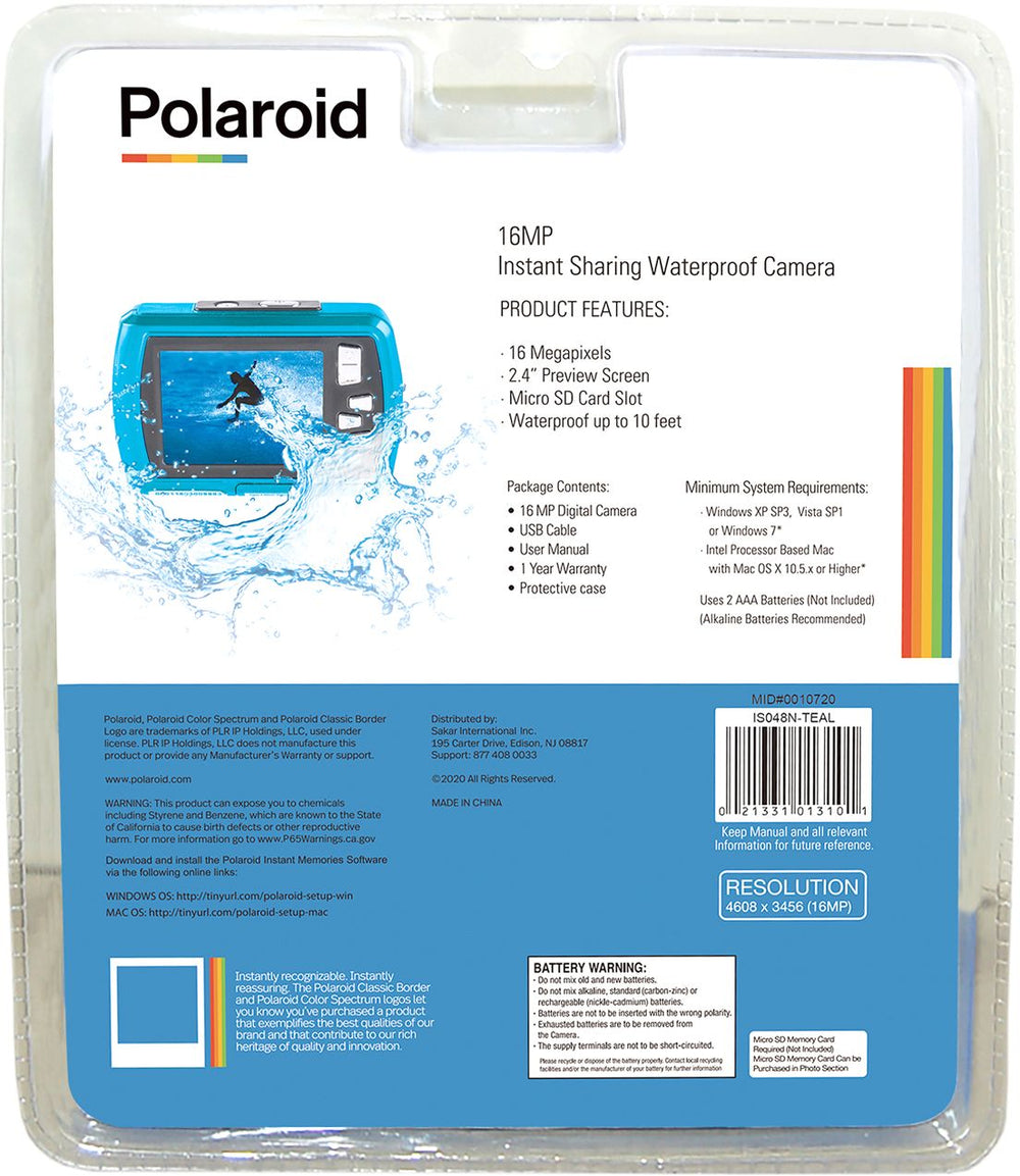 Polaroid - 16MP Waterproof Digital Camera - Teal_1
