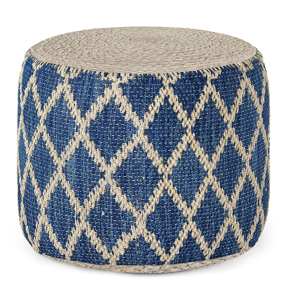 Simpli Home - Edgeley Round Pouf - Classic Blue, Natural_1