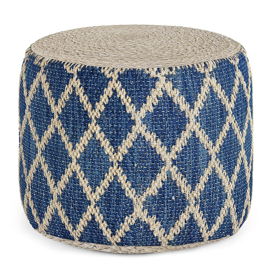 Simpli Home - Edgeley Round Pouf - Classic Blue, Natural_0