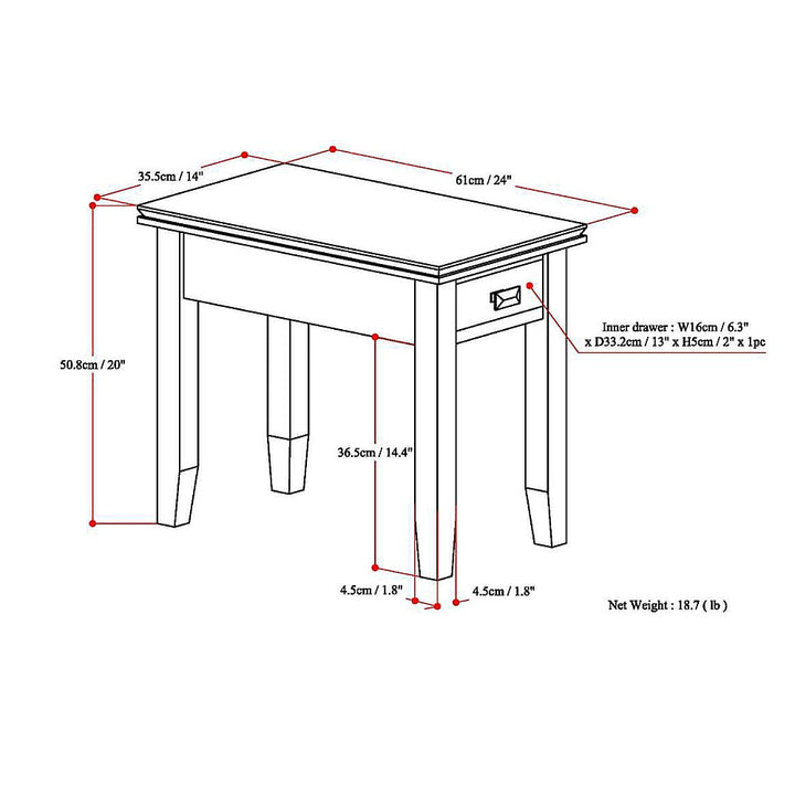 Simpli Home - Artisan SOLID WOOD 14 inch Wide Rectangle Transitional Narrow Side Table in - Distressed Grey_5