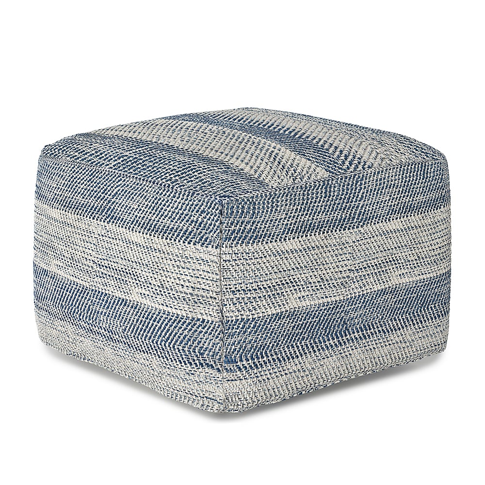 Simpli Home - Clay Square Pouf - Patterened Teal Melange_1