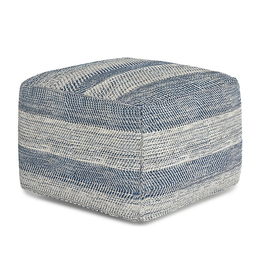 Simpli Home - Clay Square Pouf - Patterened Teal Melange_0