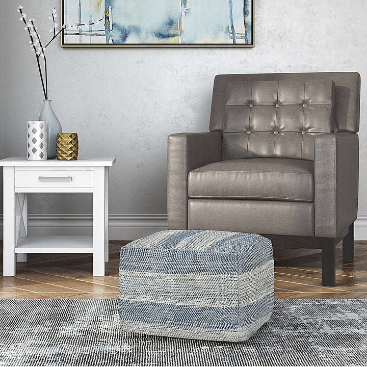 Simpli Home - Clay Square Pouf - Patterened Teal Melange_5