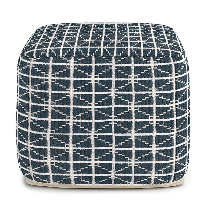 Simpli Home - Noreen Square Pouf - Dark Blue and White_2