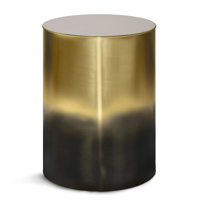 Simpli Home - Curtis Metal Cylinder Accent Table - Ombre Black/ Gold_0