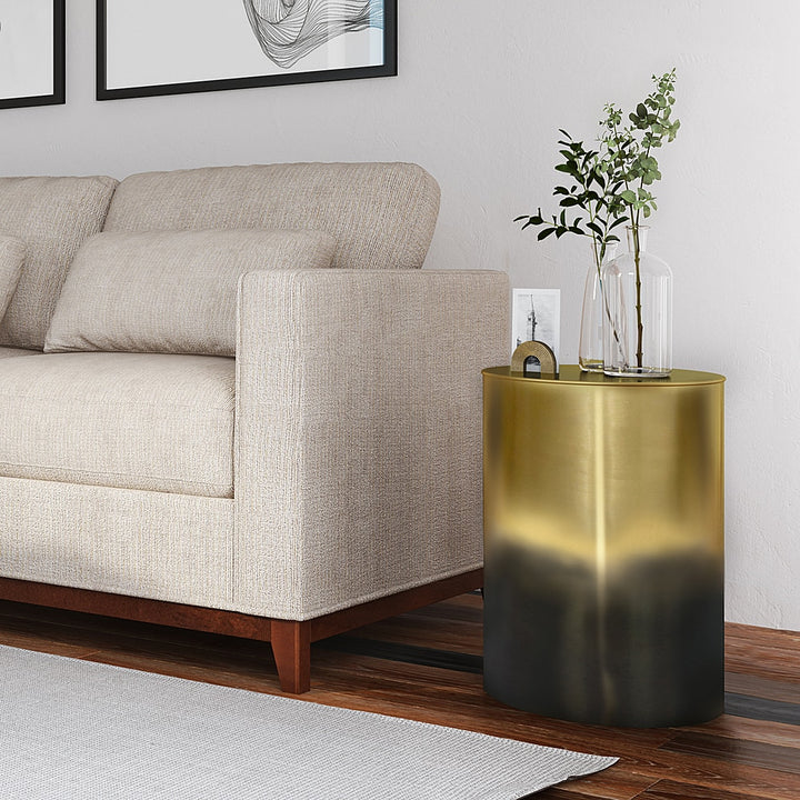 Simpli Home - Curtis Metal Cylinder Accent Table - Ombre Black/ Gold_4