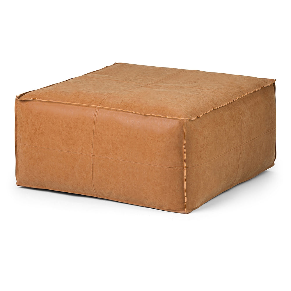 Simpli Home - Brody Large Square Coffee Table Pouf - Distressed Brown_1