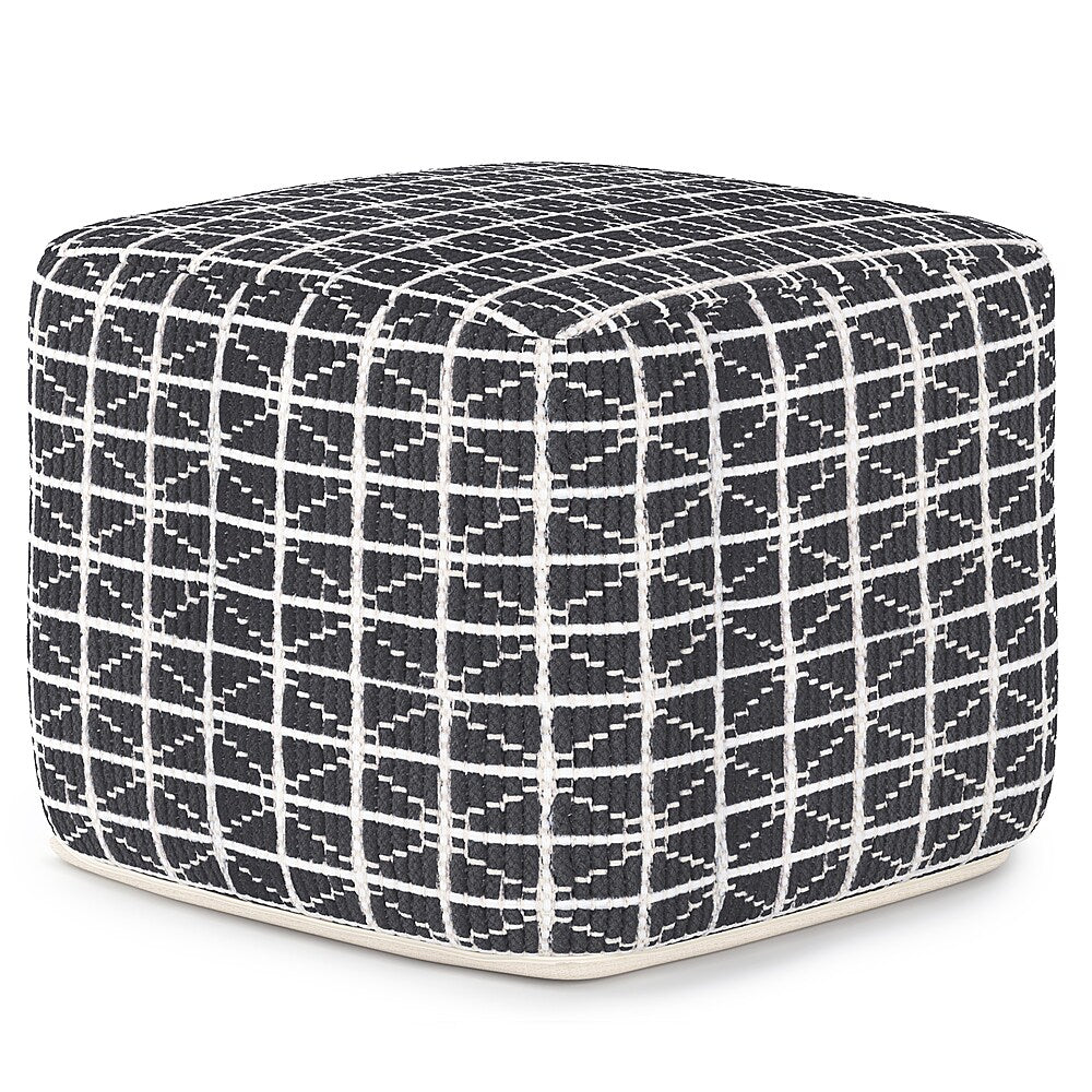 Simpli Home - Noreen Square Pouf - Slate Grey and White_1