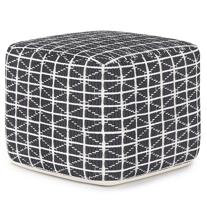 Simpli Home - Noreen Square Pouf - Slate Grey and White_1
